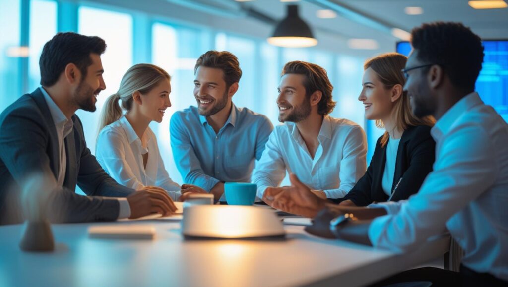 blurred background of a diverse business team collaborating in a moal.